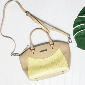 Charles Jourdan Leather Tan & Yellow Lizzy Bag